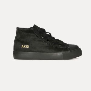 NWT AKID brand black pony hair hightop shoes Sz 10